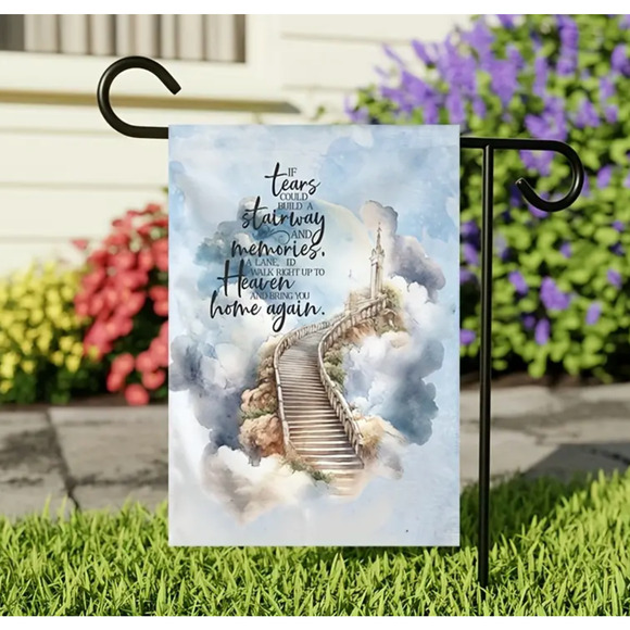 "Tears Started, Memories followed" Memorial Garden Flag - 12"x18" Double-Sided - Picture 1 of 5